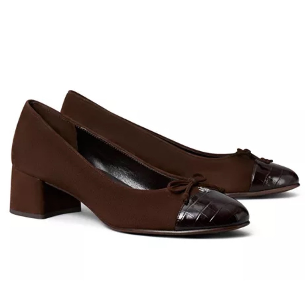 NEW Tory Burch Cap Toe Pumps in Dark Cocoa